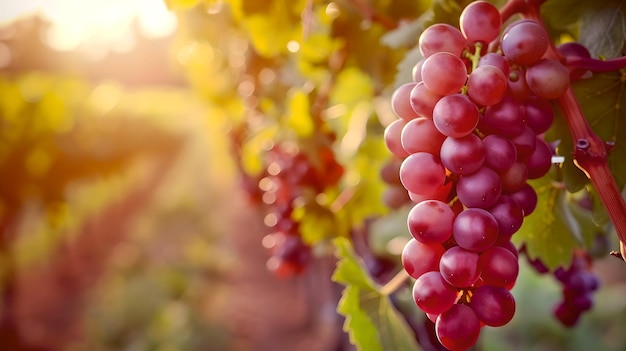 Ogromne winnice z bujnymi gronkami winogron gotowe do zbiorów Podziwiające krajobrazy przyrodnicze przedstawiające rolnictwo Idealne dla tematyki żywności i wina Świeże, żywe produkty ekologiczne AI