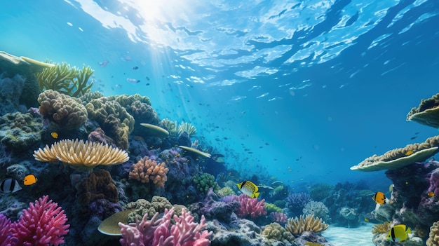 Zdjęcie ogromne życie morskie w żywym ekosystemie rafy koralowej