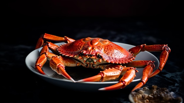 Ogromny czerwony krab na talerzu z pałeczkami na boku zdjęcie owoców morza