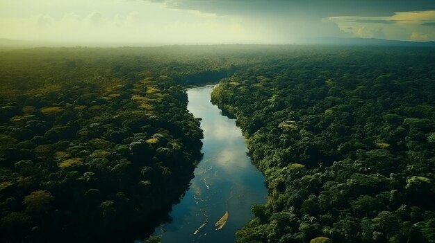 Zdjęcie ogromny widok z powietrza na lasy deszczowe amazonii w brazylii ameryka południowa ai