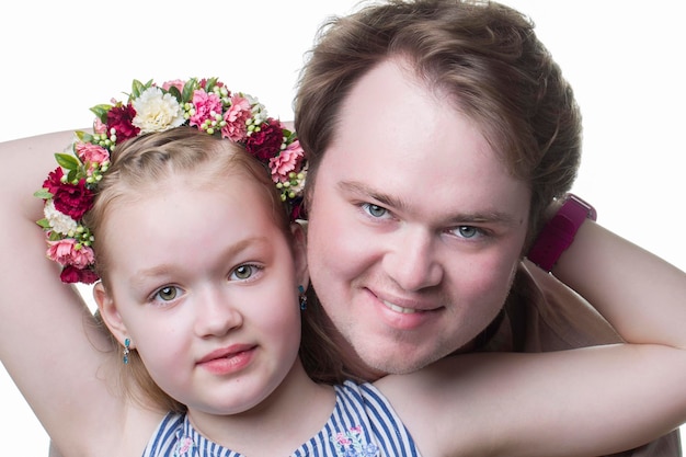 Zdjęcie ojciec i córka portret rodzinny mężczyzny z córką
