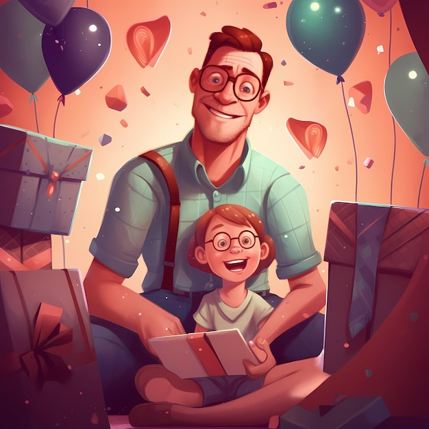 Ojciec z dzieckiem ojciec i syn ilustracja dnia ojca z rodzicem i dzieckiem czysty projekt szczęśliwa ilustracja