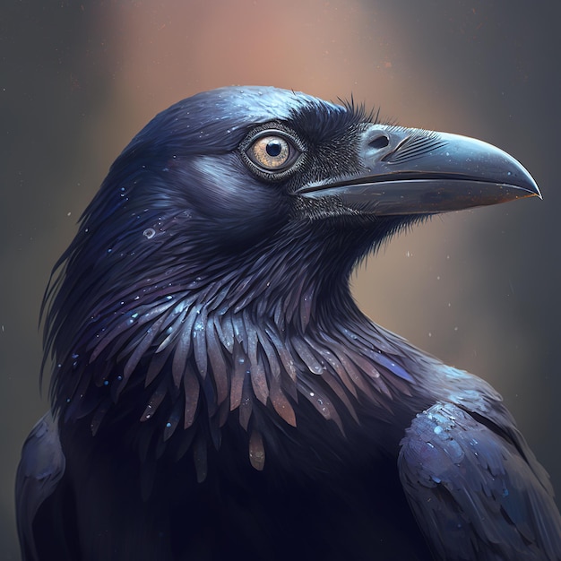 Okaz generatywnej technologii AI Corvus Corax Blackfeathered