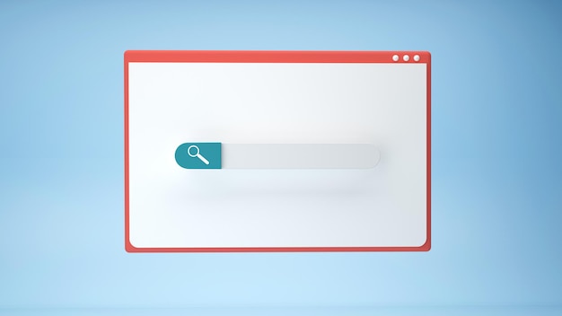 Okno przeglądarki internetowej z wyszukiwaniem lub znajdowaniem renderowania przycisku d