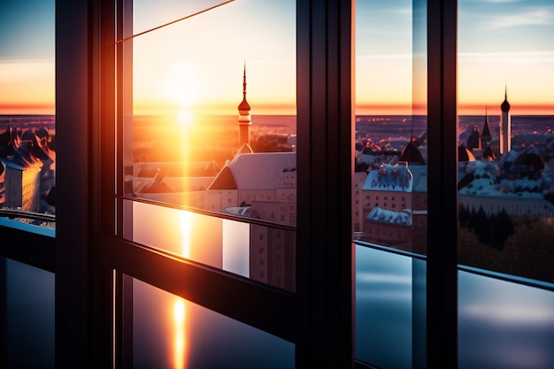 Okno z widokiem na panoramę Berlina