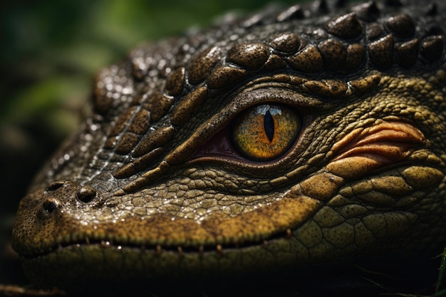 oko aligatora w bliskim planie szczegółowy kontrast realistyczny ai generatywny