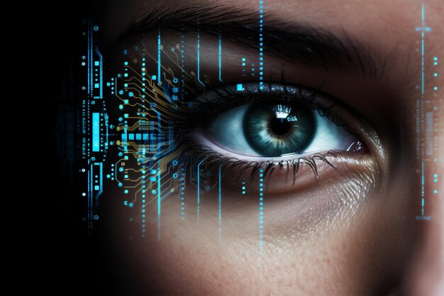 Zdjęcie oko kobiety futurystyczny cyfrowy