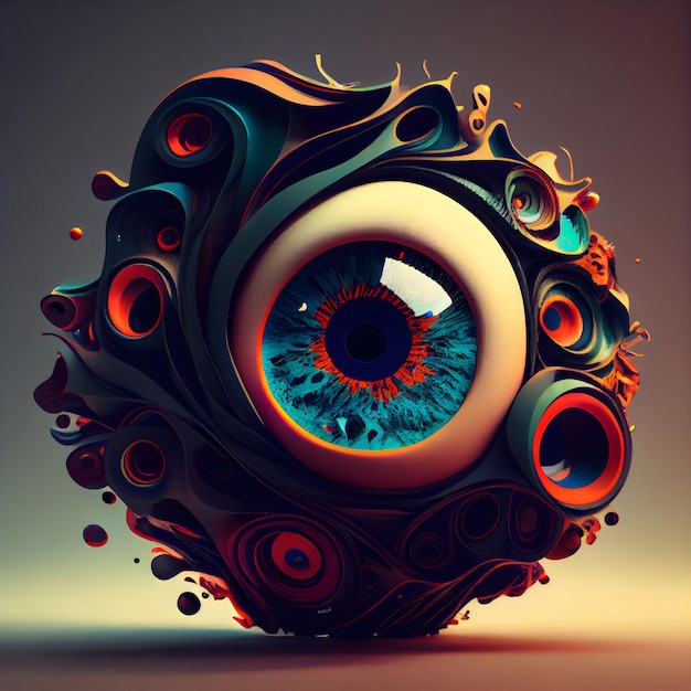 Oko w surrealistycznym stylu ilustracji 3D Renderowania 3D