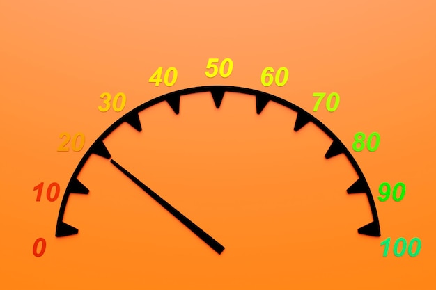 Okrągła ikona panelu sterowania ilustracja 3DKoncepcja niskiego ryzyka na krokomierzu Skala ratingu kredytowego