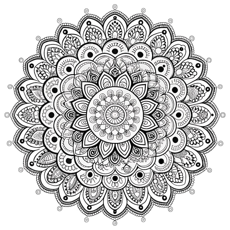 Zdjęcie okrągła mandala z rysunkiem mówiącym mandala