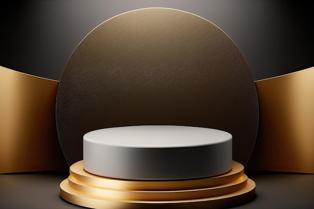 Okrągła platforma podium z luksusowym złotym wyświetlaczem lokowania produktu Wykonana z Generative AI