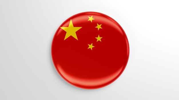 Okrągła szpilka chińska flaga ilustracja 3D
