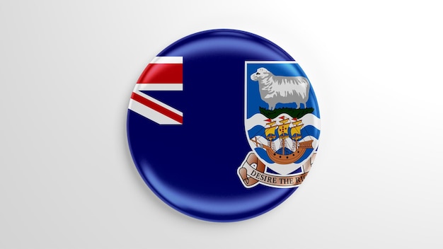 Okrągła szpilka Flaga Falklandów ilustracja 3D