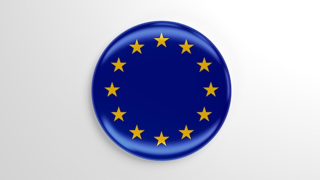 Zdjęcie okrągła szpilka flaga unii europejskiej ilustracja 3d
