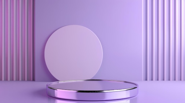 Zdjęcie okrągłe lustro na fioletowym tle