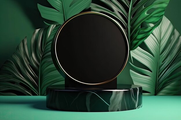 Okrągłe lustro na zielonym stole