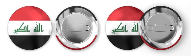 Okrągłe odznaki Iraku z flagą kraju na białym tle ilustracji 3D