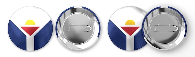 Zdjęcie okrągłe odznaki saint martin z flagą kraju na białym tle ilustracji 3d