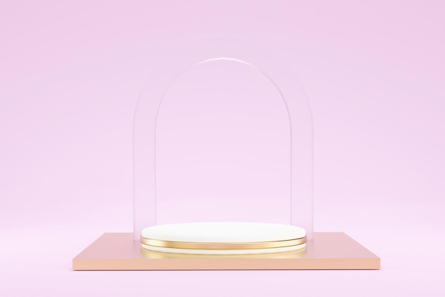Okrągłe podium 3D prezentacja biznesowa szklana łukowa archxA