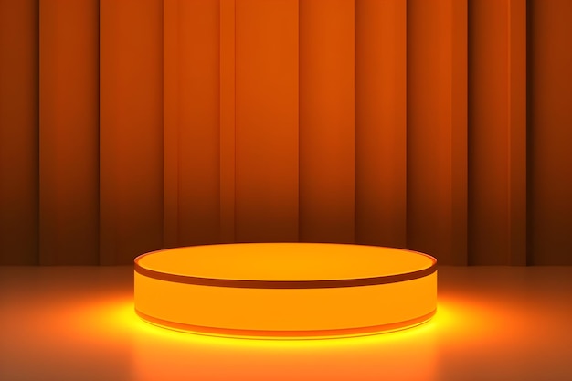 Zdjęcie okrągłe podium z żółtym światłem.