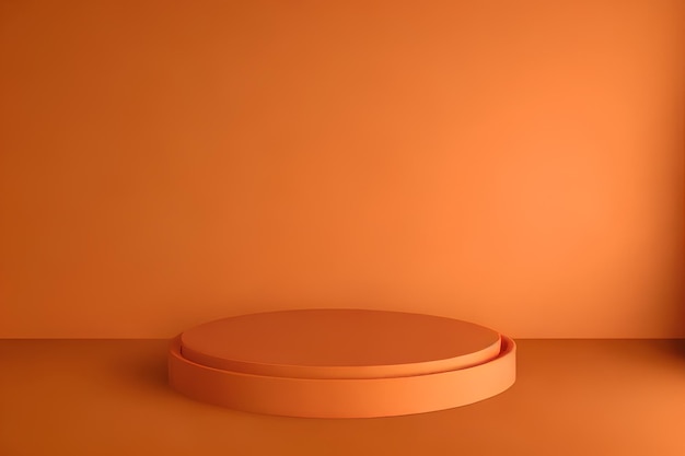 Okrągłe pomarańczowe podium produktu z pomarańczową ścianą w tle
