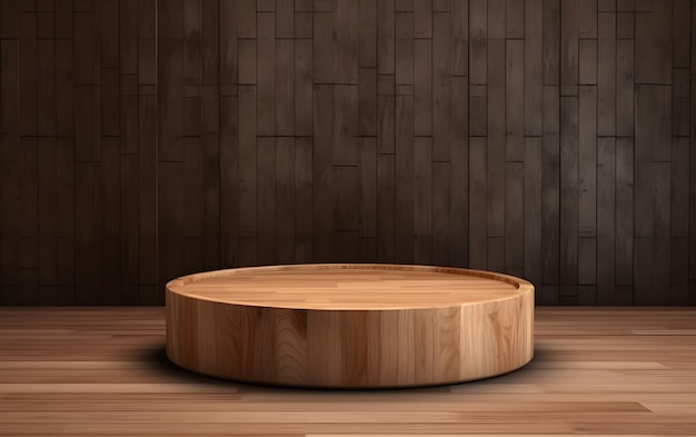 Okrągły drewniany okrąg na drewnianej podłodze