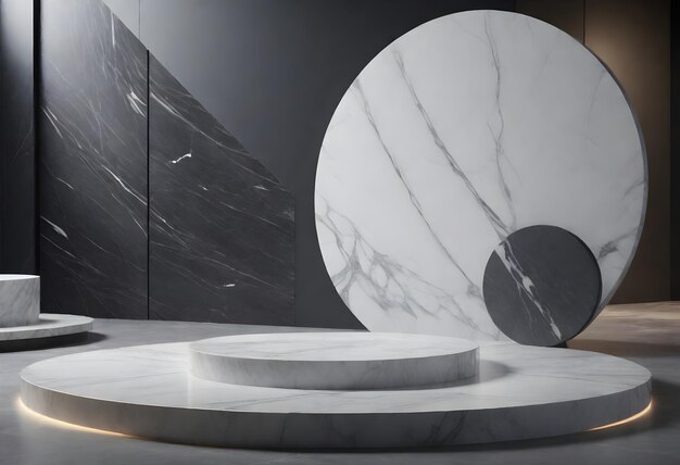 okrągły piedestal podium scena marmurowa tekstura w środku pomieszczenia płyty duże okrągłe tło