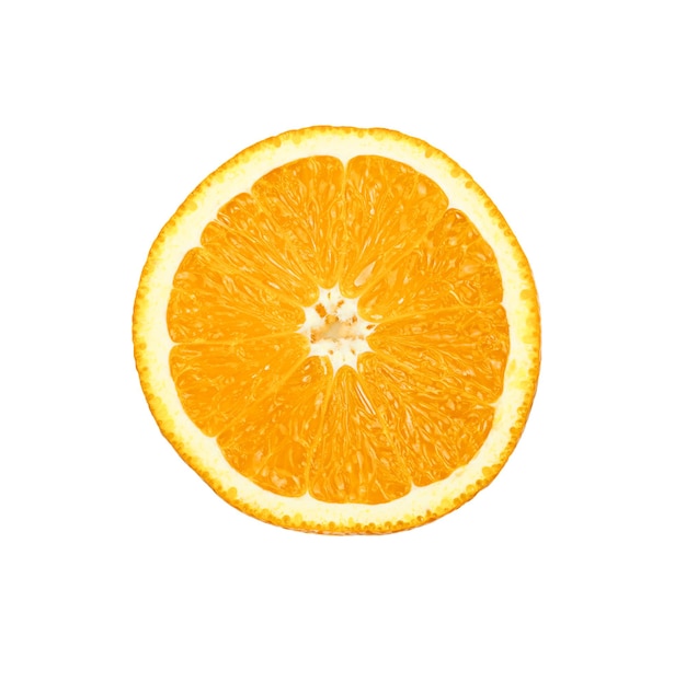 Okrągły plasterek świeżej pomarańczy na białym tle