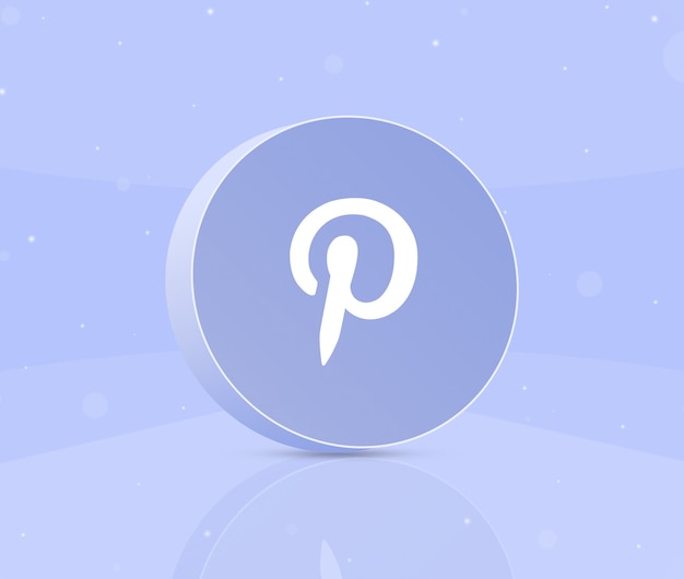 Okrągły przycisk z ikoną logo pinterest 3d