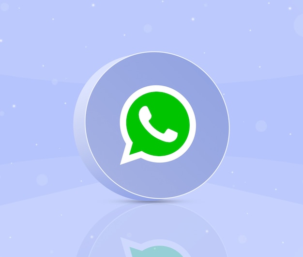 Okrągły przycisk z ikoną logo WhatsApp 3d