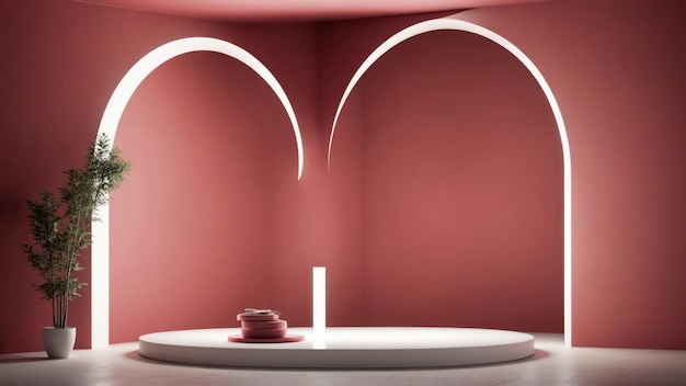 Zdjęcie okrągły stół z czerwoną pokrywą i czerwonym kubkiem