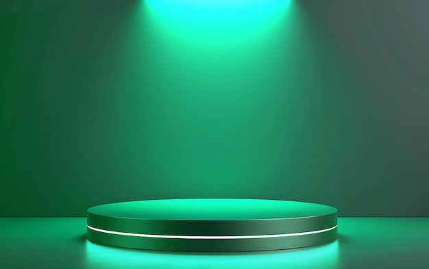 okrągły stół z zielonym światłem na nim