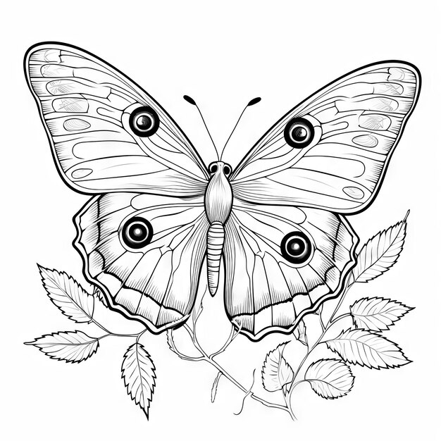 Zdjęcie określenie motyla z liniowymi płaskimi szczegółami