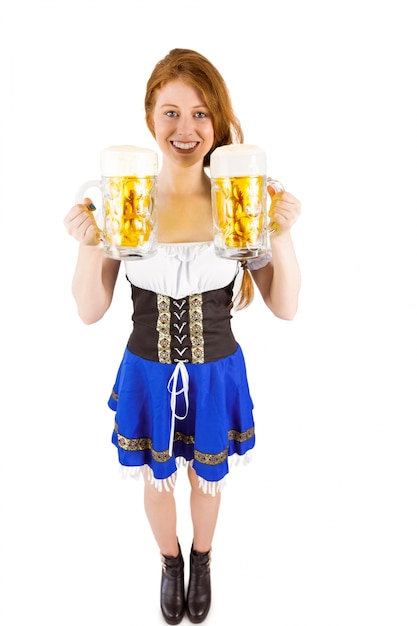 Oktoberfest Girl Holding Dzbanki Piwa