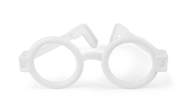 Okulary dla wzroku Dziecięce oprawki optyczne Plastikowe okulary do czytania są izolowane na białym tle Akcesoria optyczne Ramki okularów do dali wzroku