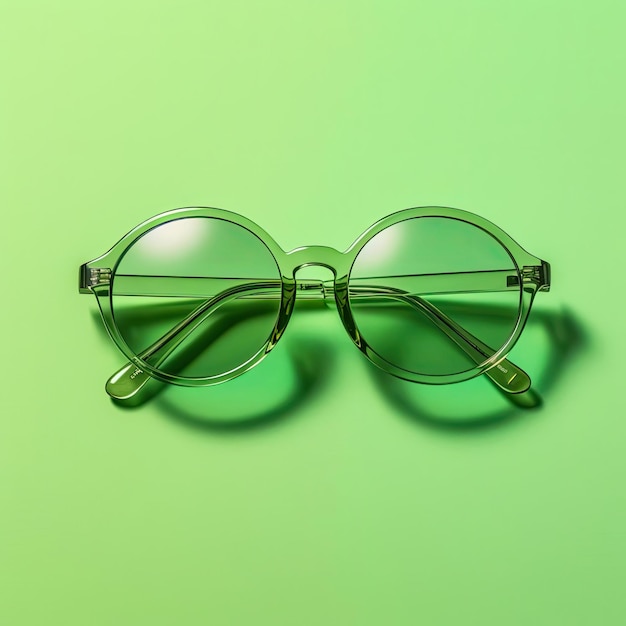 Okulary na zielonym tle koncepcja mody