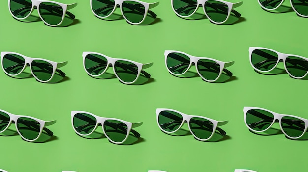 Okulary przeciwsłoneczne na zielonym tle