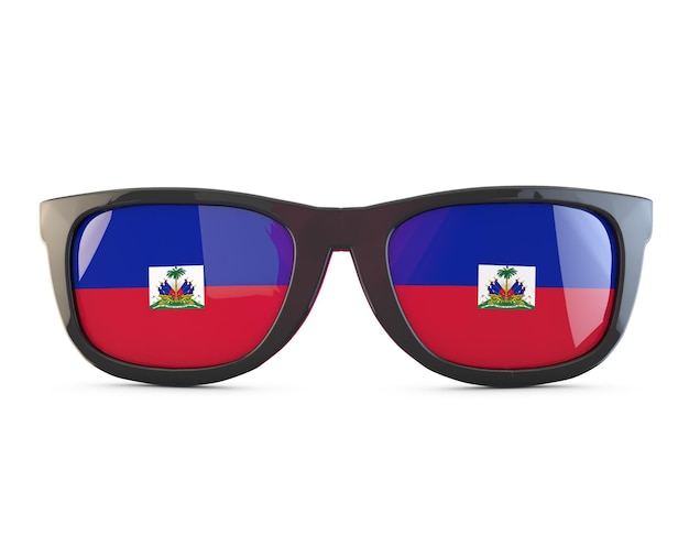 Okulary przeciwsłoneczne z flagą Haiti Renderowanie 3D