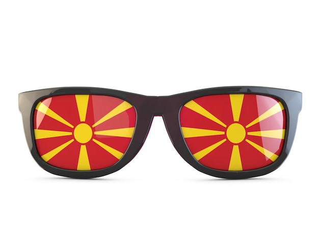 Zdjęcie okulary przeciwsłoneczne z flagą macedonii renderowanie 3d