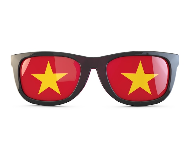 Okulary przeciwsłoneczne z flagą Wietnamu Renderowanie 3D