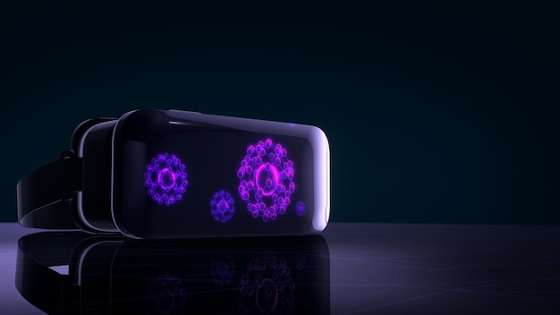 Okulary VR z hologramem 3D atomu lub cząsteczki