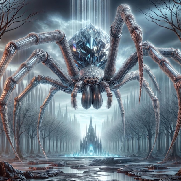 Olbrzymi pająk pilnujący zamku