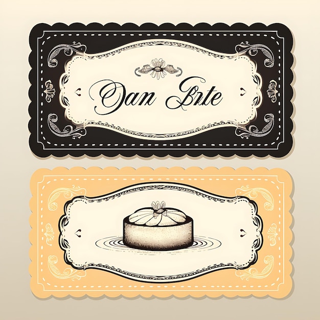 Zdjęcie oldfashioned bakery tag perchment paper vintage script orna 2d card design creative illustration