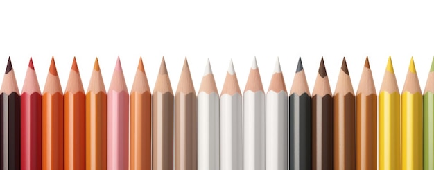 Ołówki kolorowe do szkoły na białym tle Zestaw narzędzi do rysowania w przedszkolu Generatywna sztuczna inteligencja