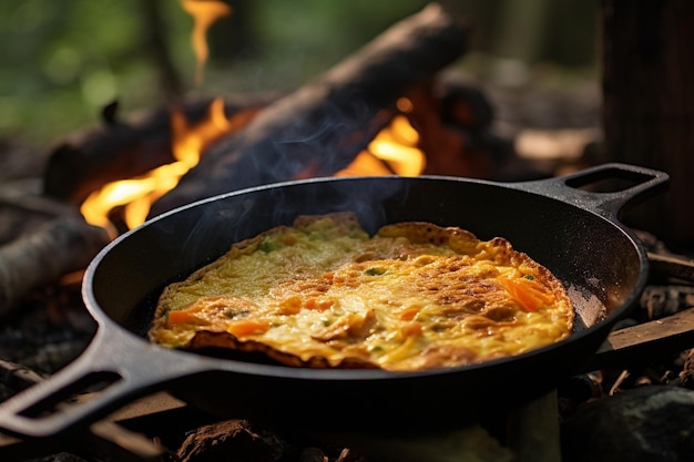 Omlet podawany na łóżku sałatki z quinoa z pieczonymi warzywami