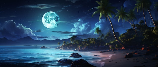 Oonlight_tropical_sea_beach_night