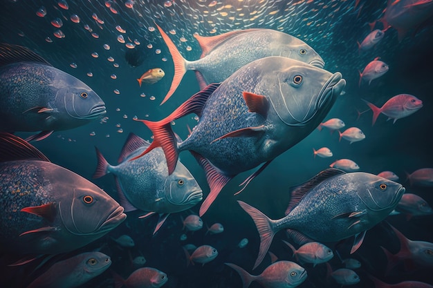 Opah Fish Underwater Bujna natura autorstwa Generative AI