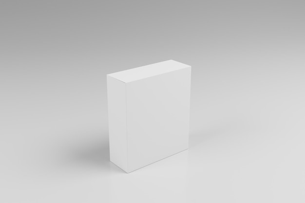 Opakowanie pudełkowe z białym tłem na renderowaniu 3d