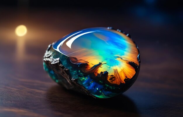 Zdjęcie opal polerowany australijski kamień opal szlachetny błyszczy opal kamień szlachety abstrakcyjny tło