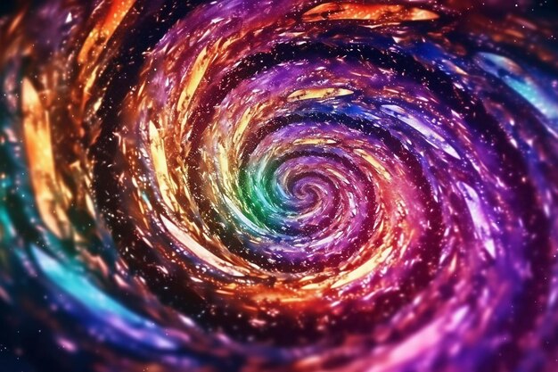 Opalizujący, błyszczący, tęczowy, wróżkowy pył, spiralny wir, Brokat, shimmer, galaxy spin, AI generative